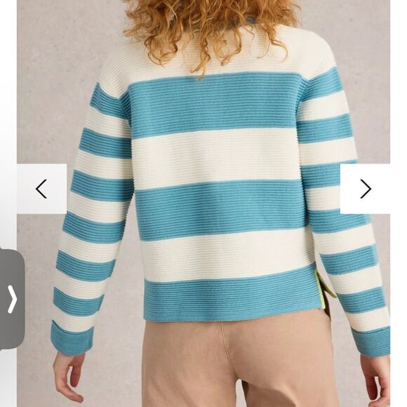 White Stuff NEW Jana Cardi Striped Cardigan Oversized Sz 4 P2P 19.75“ - Picture 4 of 14